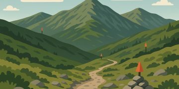 Mountain peaks of the Presidential Range under clear skies, ideal for safe multi-peak hiking