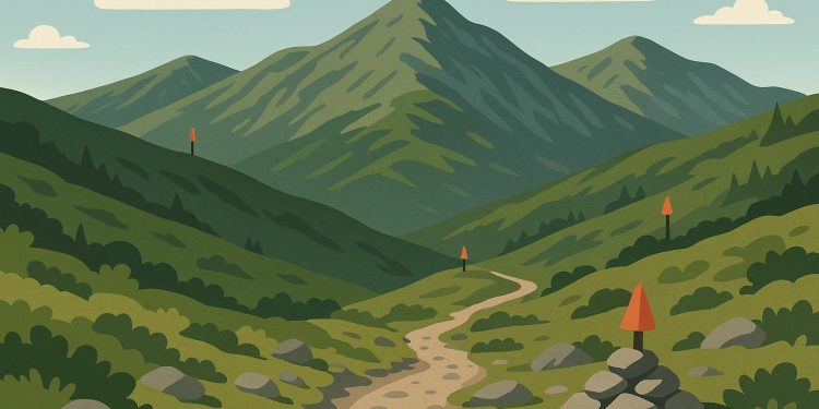 Mountain peaks of the Presidential Range under clear skies, ideal for safe multi-peak hiking