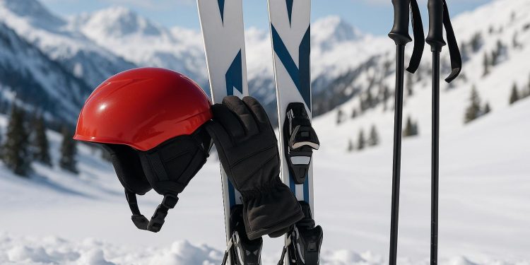 Skier demonstrating safe techniques on snowy slope to minimize injury risk while skiing