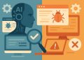 Abstract illustration of AI technology enhancing software quality assurance processes