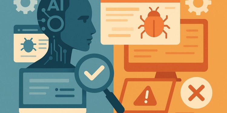 Abstract illustration of AI technology enhancing software quality assurance processes